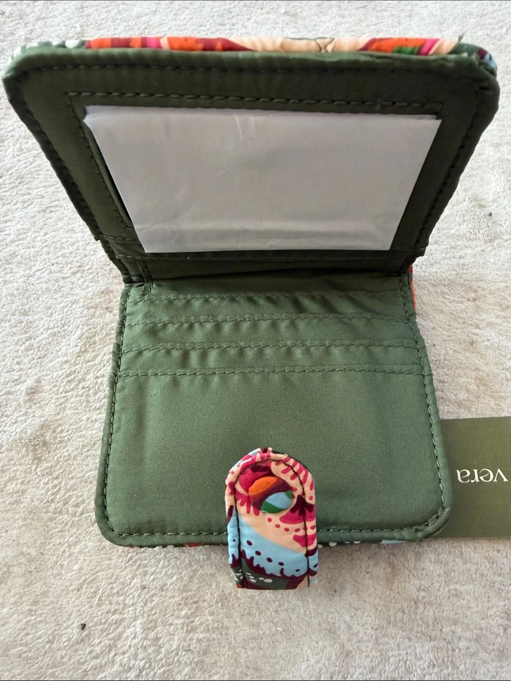 Vera Bradley Green Multicolor Floral Quilted Snap Wallet
